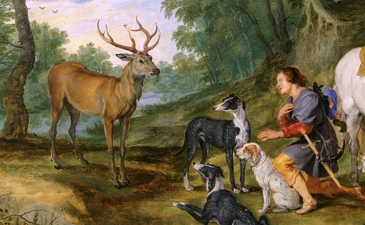 Фрагмент Видение святого Губерта, Rubens, Peter Paul; Brueghel the Elder, Jan (Jan 'Velvet' Brueghel), 1617 - 1620, Museo Nacional Del Prado